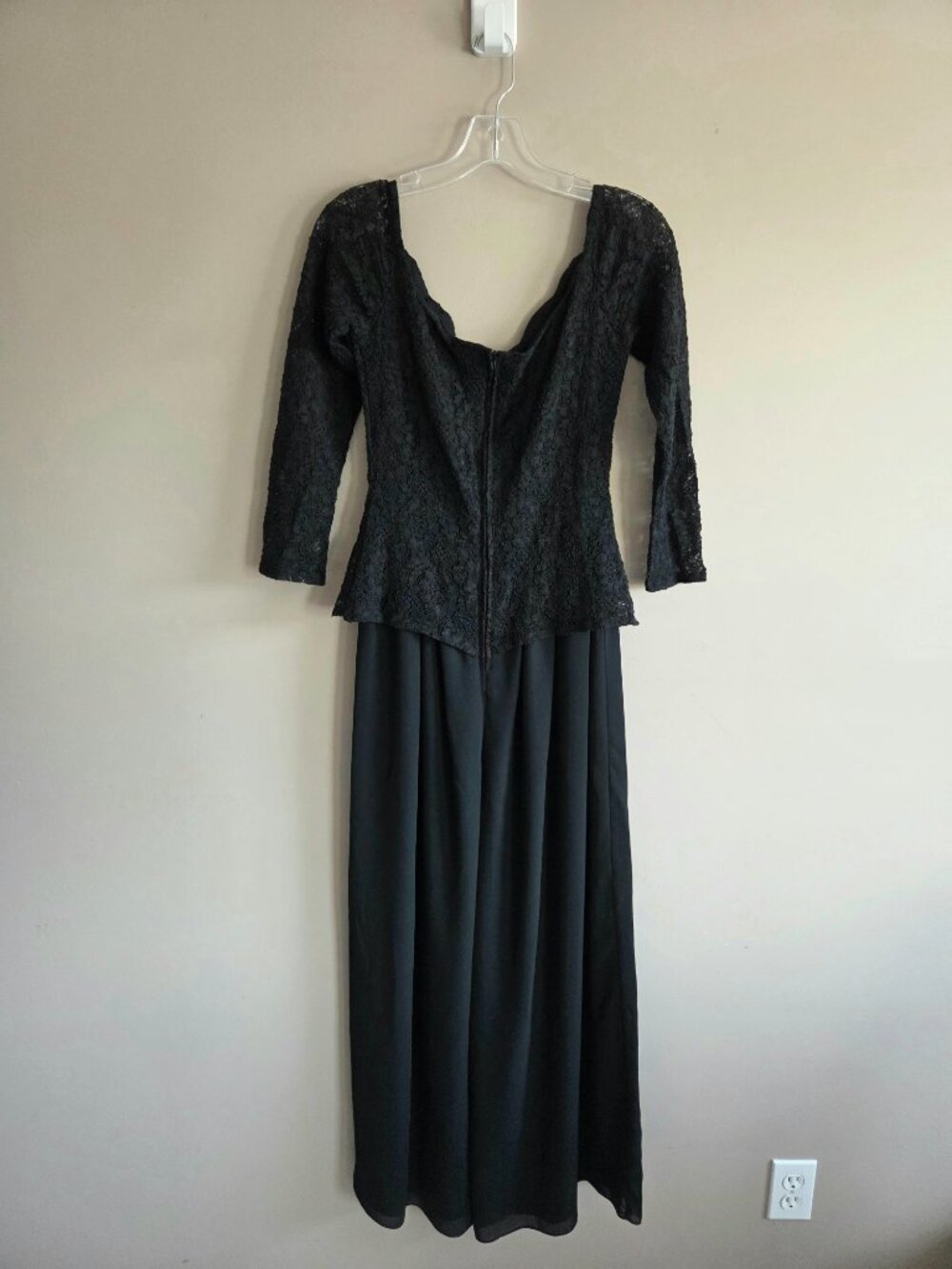 Vintage Beechers Brook Black Evening Jumpsuit Lace Sleeve Relaxed Wide Leg - Picture 4 of 9